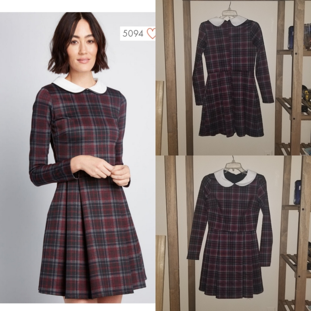 Collar Plaid Dress